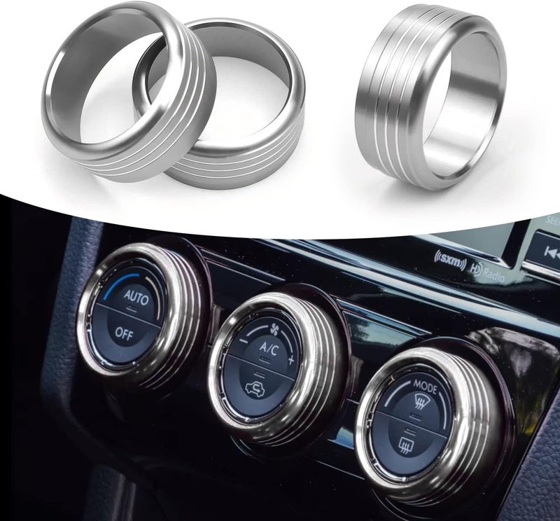 Bentolin for Subaru AC Knob Cover Accessory Center Console Switch Volume Temp Control Button Ring Trim Compatible with Forester 2014-2018, Crosstrek XV 2013-2017,Impreza 2014-2016,WRX/STi 2015-2020 Silver - Image 1